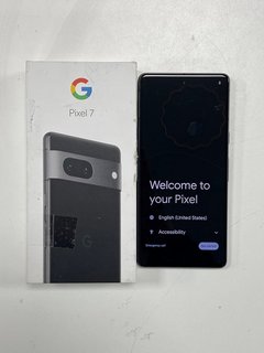 GOOGLE PIXEL 7 128 GB SMARTPHONE IN OBSIDIAN: MODEL NO GVU6C (BOXED WITH CHARGING CABLE) NETWORK UNLOCKED [JPTM112952]