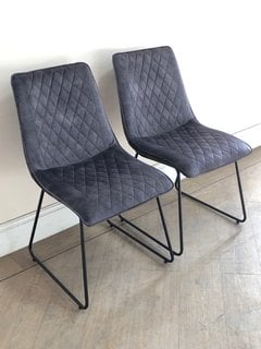2 X F6 CHARCOAL VELVET DINING CHAIRS - RRP £260: LOCATION - C2