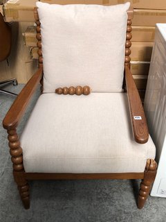 JOHN LEWIS & PARTNERS BOBBIN ARMCHAIR IN WALNUT FRAME/NATURAL WEAVE - RRP £599: LOCATION - A6