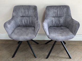 2 X I29 SILVER CHAIRS WITH BLACK LEGS - RRP £269: LOCATION - C2