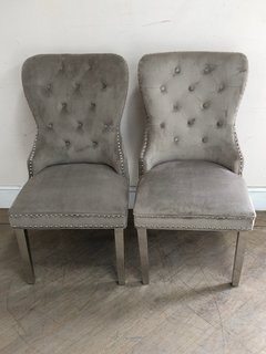 2 X CHELSEA TAUPE QUILTED DINING CHAIRS - RRP £379: LOCATION - C1