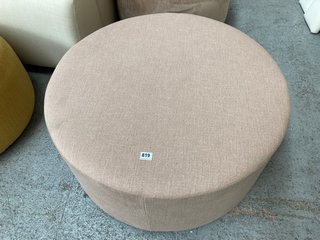 LOAF.COM LARGE ROUND FABRIC FOOTSTOOL IN BLUSH PINK - RRP £475.00: LOCATION - D7