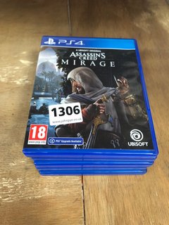 QTY OF ASSORTED PS4 CONSOLE GAMES TO INCLUDE ASSASSIN'S CREED MIRAGE (PEGI 18+), PLEASE NOTE: 18+YEARS ONLY. ID MAY BE REQUIRED): LOCATION - A7