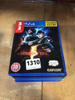 QTY OF ASSORTED PS4 CONSOLE GAMES TO INCLUDE RESIDENT EVIL (PEGI 18+), PLEASE NOTE: 18+YEARS ONLY. ID MAY BE REQUIRED): LOCATION - A7