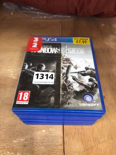 QTY OF ASSORTED PS4 CONSOLE GAMES TO INCLUDE RAINBOWS X SIEGE (PEGI 18+), PLEASE NOTE: 18+YEARS ONLY. ID MAY BE REQUIRED): LOCATION - A7