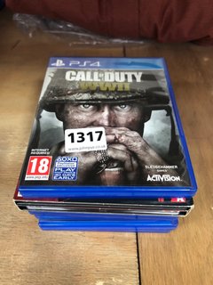 QTY OF ASSORTED PS4 CONSOLE GAMES TO INCLUDE CALL OF DUTY WWII (PEGI 18+), PLEASE NOTE: 18+YEARS ONLY. ID MAY BE REQUIRED): LOCATION - A7