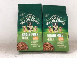 2 X JAMES WELL-BELOVED GRAIN FREE TURKEY WITH VEG ADULT DRIED DOG FOOD PACKS 1.5KG: LOCATION - A5