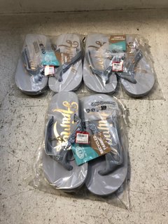 3 X ANIMAL WOMENS SWISH LOGO FLIP FLOPS IN LIGHT GREY SIZE: 5 AND 6: LOCATION - A5