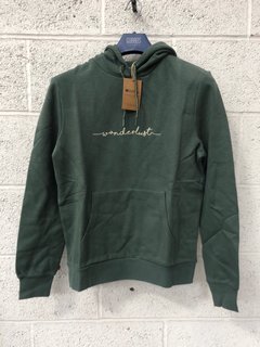 2X MOUNTAIN WAREHOUSE WOMENS PRINTED WONDERLUST EMBROIDERED REGULAR FIT HOODIE IN KHAKI SIZE 12: LOCATION - A3