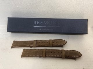 BREMONT CHRONOMETERS LEATHER WATCH REPLACEMENT STRAP IN BROWN RRP - £155: LOCATION - WHITE BOOTH