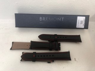 BREMONT CHRONOMETERS RED STITCH LEATHER WATCH REPLACEMENT STRAP IN BLACK RRP - £155: LOCATION - WHITE BOOTH