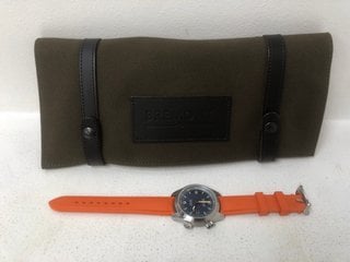 BREMONT CHRONOMETERS HMAF 300MM PLASTIC STRAP COMPLETE MENS WATCH SET IN ORANGE/NAVY RRP - £2985: LOCATION - WHITE BOOTH