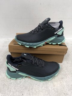SALOMON ALPHA CROSS 4 GTX WOMENS LACE UP TRAINERS IN GREY/GREEN SIZE: 5.5: LOCATION - C10