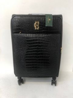 HOLLAND COOPER KNIGHTSBRIDGE LARGE SUITCASE IN SNAKE PRINT BLACK RRP - £399: LOCATION - WHITE BOOTH