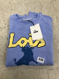 LOIS JEANS AND JACKETS PRINTED JUMPER IN MOON BLUE SIZE: M: LOCATION - C5