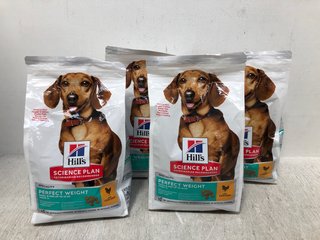 4 X HILL'S SCIENCE PLAN PERFECT WEIGHT SMALL DOG DRIED DOG FOOD PACKS BB: 1.5KG: LOCATION - B14