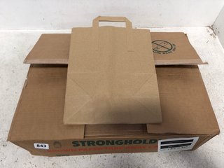 BOX OF STRONGHOLD BROWN PAPER TAKEAWAY CARRIER BAGS: LOCATION - B16
