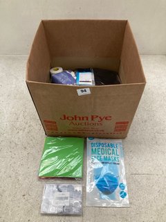 QTY OF ASSORTED ITEMS TO INCLUDE DISPOSABLE MEDICAL FACE MASKS: LOCATION - D1