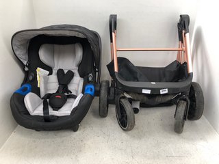 MY BABIIE FOLD DOWN BABY STROLLER IN ROSE GOLD AND BLACK: LOCATION - D15