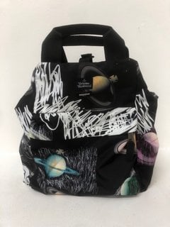 VIVIENNE WESTWOOD ASTRONOMICAL PRINT BACKPACK IN BLACK RRP - £320: LOCATION - WHITE BOOTH