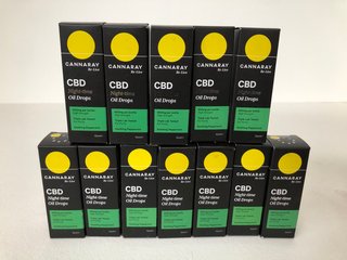 QTY OF CANNARAY RELIVE CBD NIGHT-TIME OIL DROPS - 10ML - BBE 08/2023: LOCATION - BR1
