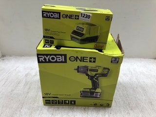 RYOBI ONE COMPACT FAST CHARGER TO INCLUDE RYOBI 3 SPEED IMPACT WRENCH: LOCATION - BR9