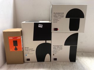 5 X ASSORTED JOHN LEWIS & PARTNERS LIGHTING ITEMS TO INCLUDE JOHN LEWIS & PARTNERS MUSHROOM LED TOUCH TABLE LAMP: LOCATION - AR7