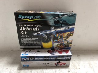 SIMPLY TWIN AIR HORN WITH RED TRUMPETS TO ALSO INCLUDE SPRAYCRAFT CLASSIC MULTI PURPOSE AIRBRUSH KIT: LOCATION - AR10