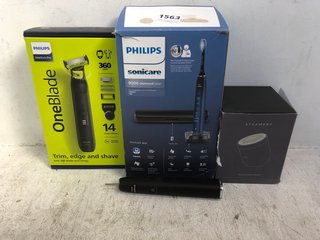 3 X ASSORTED ITEMS TO INCLUDE PHILIPS 9000 DIAMOND CLEAN ELECTRIC TOOTHBRUSH: LOCATION - A5T