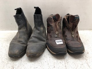 2 X ASSORTED FOOTWEAR TO INCLUDE BROWN ARIAT ZIP UP WALKING SHOE IN UK SIZE 5 ALSO TO INCLUDE HY EQUESTRIAN BLACK CHELSEA BOOT IN UK SIZE 7: LOCATION - AR15