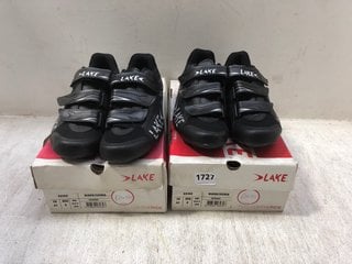 2 X PAIRS OF LAKE CX160 CYCLING SHOES IN BLACK/SILVER - EU 42: LOCATION - AR17