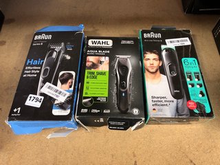3 X ASSORTED MENS GROOMING ITEMS TO INCLUDE BRAUN SERIES 5 HAIR CLIPPER: LOCATION - BR11