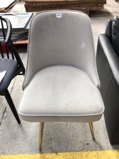 JOHN LEWIS & PARTNERS MIDCENT VELVET DINING CHAIR IN LIGHT GREY: LOCATION - A4