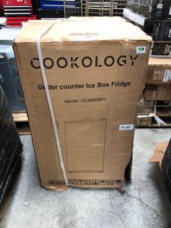 COOKOLOGY 80L FREESTANDING UNDER COUNTER FRIDGE AND ICE BOX IN WHITE UCIB80WH - RRP £140: LOCATION - B5