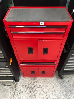 2 X GARAGE TOOL CHEST/CABINET IN RED WITH RUBBER TOP: LOCATION - B6