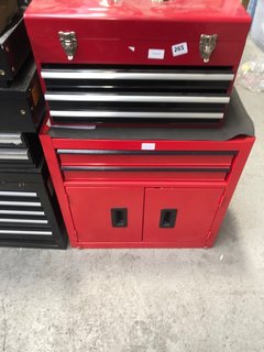 2 X GARAGE TOOL CHESTS IN RED 1 X 2 DRAWER WITH CABINET 1 X 3 DRAWER TOOL BOX: LOCATION - B6
