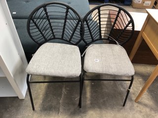 2 X DINING CHAIRS IN GREY WITH CUSHIONS: LOCATION - B7
