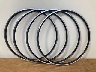 SET OF 4 ALEXIS CYCLING WHEEL RIMS IN BLACK AND SILVER - COMBINED RRP £120: LOCATION - AR1