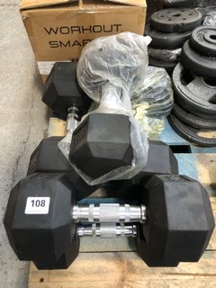5 X ASSORTED DUMBBELL WEIGHTS TO INCLUDE 30KG AND 15KG WEIGHTS: LOCATION - B3
