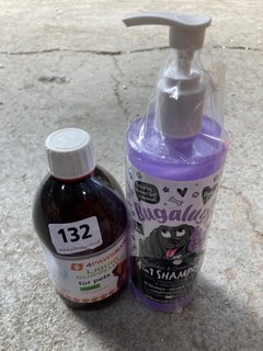 (COLLECTION ONLY) 2 X ASSORTED PET ITEMS TO INCLUDE BUGALUG 4 IN 1 DOG SHAMPOO AND 4 PAWS RAW LIQUID GLUCOSAMINE FOR PETS 500ML: LOCATION - B3