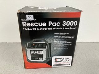 SIP RESCUE PAC 3000 RECHARGEABLE PORTABLE POWER SUPPLY RRP: £436: LOCATION - A1