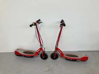 (COLLECTION ONLY) 2 X CHILDRENS RAZOR SCOOTERS IN RACING RED: LOCATION - B4