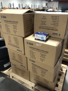 PALLET OF WEIDA DISPOSABLE 3-PLY MEDICAL FACE MASKS: LOCATION - A4 (KERBSIDE PALLET DELIVERY)