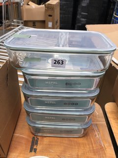 5 X MEPAL GLASS FOOD CONTAINERS: LOCATION - A6T