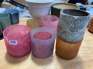 (COLLECTION ONLY) QTY OF ASSORTED GLASS & CERAMIC PLANT POTS TO INCLUDE MEDIUM-SIZED PLANTER IN PINK: LOCATION - A8T