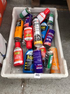 (COLLECTION ONLY) QTY OF ASSORTED AUTOMOTIVE CHEMICALS TO INCLUDE T-CUT COLOUR FAST IN BLUE: LOCATION - B4