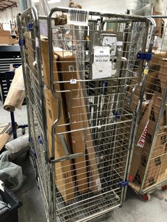 (COLLECTION ONLY) CAGE OF ASSORTED JOHN LEWIS & PARTNERS INDOOR FURNISHINGS TO INCLUDE QTY OF ASSORTED CURTAIN POLES AND BLINDS (CAGE NOT INCLUDED): LOCATION - B1