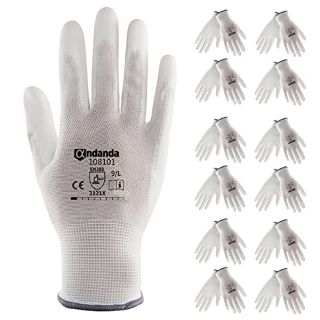 21 X ANDANDA 6 PAIRS SAFETY WORK GLOVES, SEAMLESS KNIT GLOVE WITH POLYURETHANE(PU) COATED ON PALM & FINGERS, IDEAL FOR GENERAL DUTY WORK LIKE WAREHOUSING/LOGISTICS/ASSEMBLY, XL - TOTAL RRP £175: LOCA
