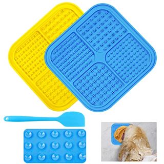 19 X NEPFAIVY LUCKY MATS FOR DOGS AND CATS - 7.8IN/20 CM 2PACK LICK MATS FOR DOGS WITH 1 PCS SPATULA, DOG LICK MAT WITH STRONG SUCTION CUPS, PERFECT FOR PEANUT BUTTER LICK MAT FOR PUPPY - TOTAL RRP £