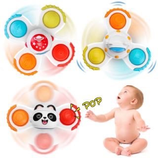26 X PROACC SUCTION CUP SPINNER TOYS, BABY BATH TOYS WITH SUCTION CUP SILICONE FLIPPING BOARD, BABY SENSORY SPINNER TOY RELEASE ANXIETY TRAVEL TOYS, FOR TODDLER BOY GIRL, 3PCS (3PCS) - TOTAL RRP £216